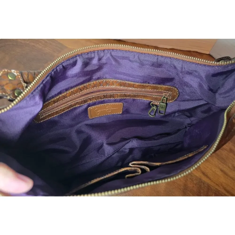 Jessica Simpson Y2K Patchwork Faux Leather Hobo Bag Purple Brown Handbag